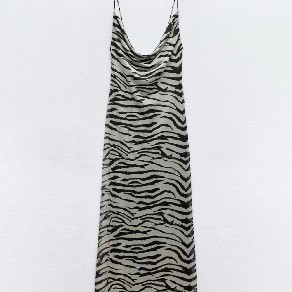 Zara Black and White Zebra Slip Dress